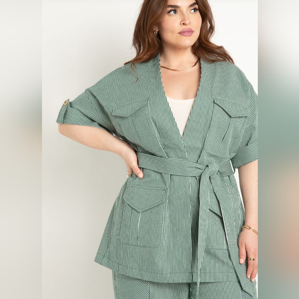 Plus size striped jacket